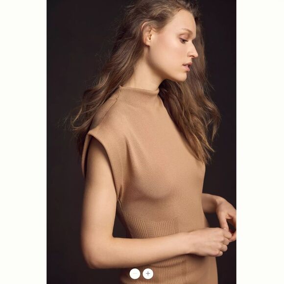 Anthropologie Mock-Neck Cap-Sleeve Mini Dress - Picture 2 of 6